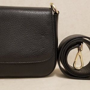 Mon Purse Black Leather Bag wGold Hardware for Crossbody, Shoulder & Clutch New